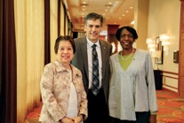 Hernandez with then president, Marinda Wu, and Dorothy J. Phillips.