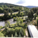 Photo of a many crossing pathways (river, gondola, road, etc)